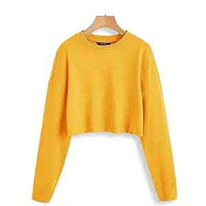 Camiseta corta personalizada de manga larga con cuello redondo para mujer, Camiseta cómoda hecha a medida, Camiseta corta de manga larga de gran tamaño para mujer - Product Image 5