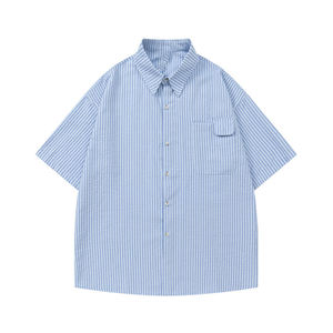 Hot Bán Mùa Hè Người Đàn Ông Của Bầu Trời Màu Xanh Bông Vải Ngắn Tay Áo Nút Xuống Giản Dị Áo Sơ Mi Trọng Lượng Nhẹ Thoáng Khí Thiết Kế Thời Trang Mới - Product Image 1