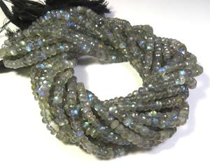 Labradorite naturelle de haute qualité perles rondelle à facettes 5mm 13 "brin Multi Flash pour la fabrication de bijoux - Product Image 3