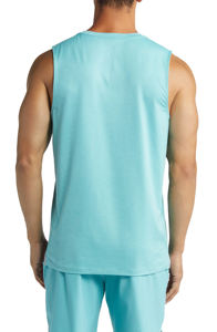 เสื้อยืดลำลองแขนกุดไมโครไฟเบอร์สำหรับผู้ชายเสื้อผ้ากีฬาแขนกุดชุดฟิตเนสยิม - Product Image 6