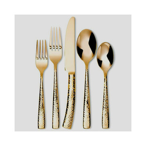Gold Rattan Knitted Design Modern Handle Salad Serving <b>Set</b> High Quality Stainless Steel Gold Plated Serving <b>Utensil</b> <b>Set</b> - Product Image 2