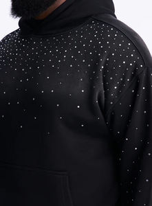 Acid Wash Rhinestone Hoodie Wholesale Manufacturing Hoodie Heavyweight Full Zip Oversized Thick Hoodies 500 GSM Custom - Product Image 6