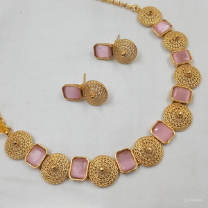 INDIAN TRADITIONAL and FASHIONABLE COPPER <b>JEWELLERY</b> BRIDAL WEDDING <b>JEWELLERY</b> <b>SET</b> for WOMEN EARRINGS and NECKLACE <b>SET</b> - Product Image 1