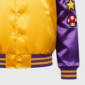 แจ็กเก็ตเบสบอลผ้าซาตินสไตล์วินเทจสำหรับผู้ชายแจ็กเก็ตเบสบอลผ้าซาตินปักตามสั่งสำหรับผู้ชาย - Product Image 4