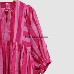 Hermoso Vestido de Algodón con Estampado Floral, Vestido para Uso Casual, Vestido con Estampado a Mano - Product Image 4