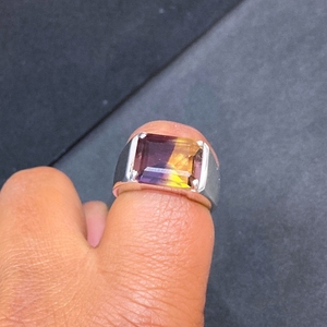 Anillo de circón bicolor para hombre, piedras preciosas naturales, anillos de latón chapados en plata, anillo de piedra oxidada, venta al por mayor, joyería de cristal fino - Product Image 4