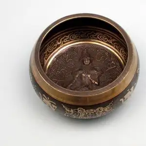 Круглые антикварные поющие чаши, поставщик качественной латуни для медитации, упражнений, кухонная посуда, чаша многоформенная тибетская Поющая чаша