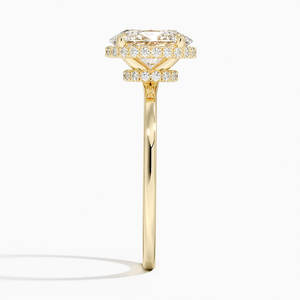 Style classique Premium 1ct Lab Grown Diamond Oval Cut 14K Solid Gold Hidden Halo Bague de fiançailles pour hommes et femmes Cadeaux - Product Image 3