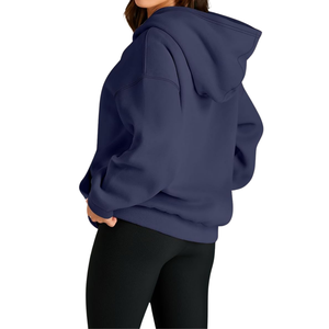 Sudadera con capucha de lana de algodón 100% para mujer, superventas HeavyGSM para invierno, transpirable, cómodo con técnicas bordadas - Product Image 6