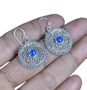Pendientes clásicos, joyería para mujer, joyería de estilo bohemio de Plata de Ley 925, pendientes hechos a mano de piedras preciosas de ópalo, regalo para esposa - Product Image 1