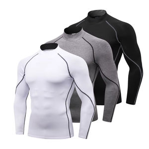 Chemise de course à col roulé à compression pour hommes, haut de fitness élastique à séchage rapide, vêtements de sport athlétiques pour entraînement sportif - Product Image 5