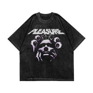 Camiseta de Algodón 100% Antiarrugas, Corte Regular, Estilo Hip Hop Urbano, Alta Calidad, Lavado Ácido Vintage, Impresión Digital DTF, Venta al Por Mayor - Product Image 2