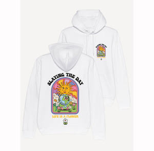 Sudadera blanca con capucha de algodón regular personalizada Slaying The Day Hoodie - Product Image 1