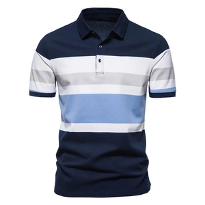 Polo de empalme de color personalizado bordado impresión Logo 100% algodón poliéster hombres polos en blanco - Product Image 3