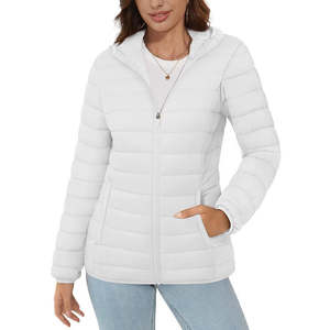 Veste coupe-vent veste à capuche pour femme manteau matelassé léger 3 poches zippées vêtements d'extérieur chauds d'hiver - Product Image 5