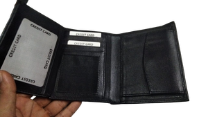 Portefeuille en cuir véritable vintage pour homme, best-seller, motif géométrique, fermeture éclair imperméable, doublure en PVC, exportation indienne - Product Image 3