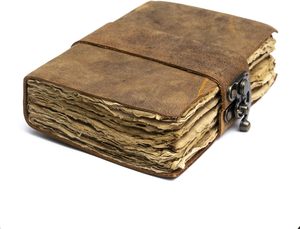 สมุดบันทึกหนังวินเทจ ปกมีตัวล็อค สมุดบันทึกภาพ สมุดโน้ต สมุดบันทึกโบราณ กระดาษทำมือขอบดิบ - Product Image 5