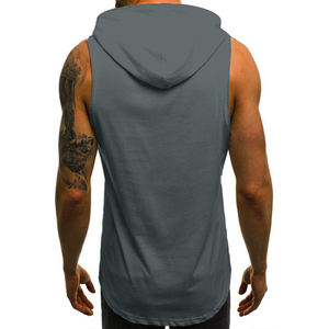 Men's Sleeveless Fleece Hoodies Custom Logo Gym Pullover Sleeveless <b>Hoodie</b> for Summer Workout Bodybuilding - Product Image 4