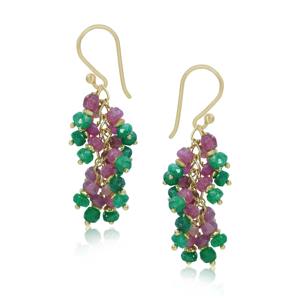 Joyería de piedra natal de Plata de Ley 925, pendientes de racimo con cuentas de rubí Esmeralda Natural para mujer, regalo de boda para ella - Product Image 1