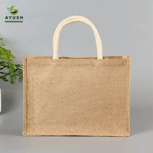 Sac de courses biodégradable en jute et coton 100% naturel, sacs de magasin personnalisés pour les marchés et les centres commerciaux - Product Image 5