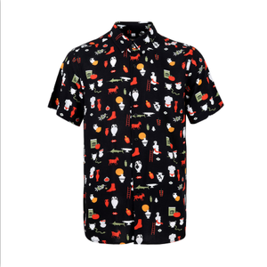 2025 spécial haute qualité hommes soie impression chemise short ensemble motif personnalisé chemises à manches courtes pour hommes - Product Image 2