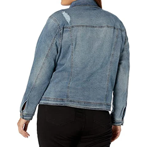 Venta al por mayor de moda de nuevo personalizado Casual bolsillos planos Chaquetas cortas de las mujeres sólido azul de mezclilla chaqueta de mezclilla para las mujeres - Product Image 5