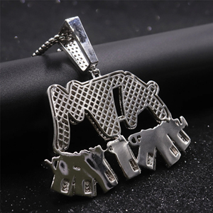 Nom personnalisé ATM diamant pendentif mot religieux diamant pendentif en or rond émeraude diamant 10kt blanc solide or jaune - Product Image 6