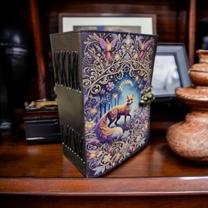 400 Page grand renard Vintage fait à la main en cuir Journal Grimoire gros journal livre de sorts vierges d'ombres cadeaux de noël célestes - Product Image 3