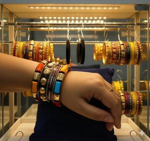 Venta directa de fábrica de joyería y accesorios de moda hechos a mano Brazaletes de cristal coloridos con juego de brazaletes de moda de metal - Product Image 1