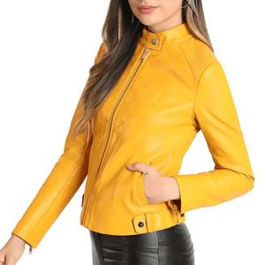 Latest Fashion Breathable <b>Women's</b> <b>Brown</b> <b>Leather</b> <b>Jacket</b> Stand Collar Regular Sleeves Cotton Filled Custom Logo Winter OEM Design - Product Image 4