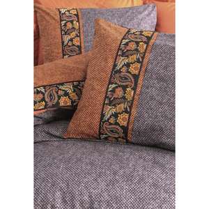 Dalila Cinnamon Folk Art Double housse de couette ensemble fait à la main en coton boîte Folk Art Design - Product Image 1