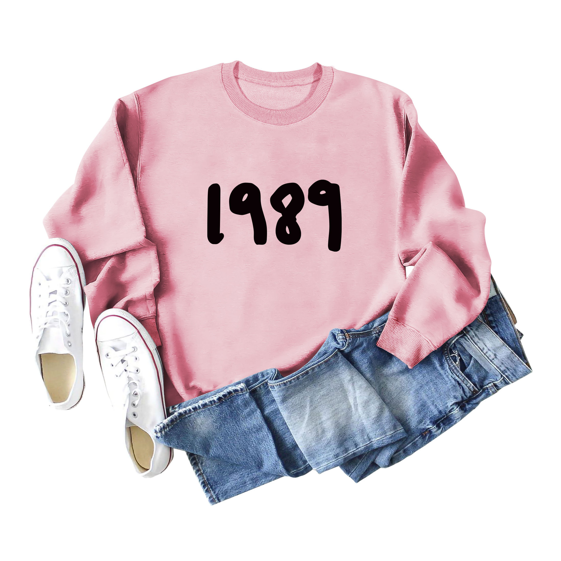 Pink sweatshirt (black text color picture)