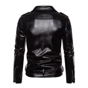 Veste en cuir pleine fleur à revers pour homme, automne et hiver 2025, décontractée, fermeture éclair oblique, veste en cuir de moto - Product Image 3