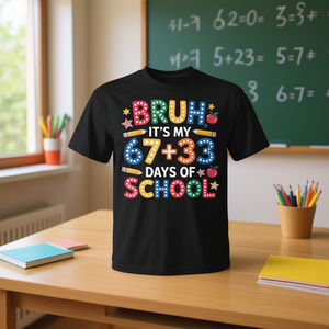 Maglietta a maniche corte per bambini, unisex, girocollo, con grafica celebrativa dei successi scolastici, per 100 giorni di scuola. - Product Image 3