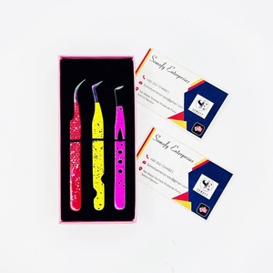 Somofy Enterprises Professional Eyelash Tweezers <b>Set</b> Stainless Steel Precision <b>Tools</b> Custom Logo Packaging Red/Yellow/<b>Pink</b> - Product Image 2