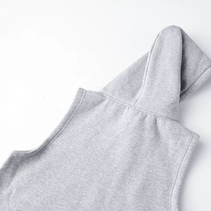 Polyester/Cotton Men's Hoodie Sleeve <b>Plain</b> Logo Custom Gym Sleeveless Zipper Breathable <b>Canvas</b> Drawstring Vest Casual Autumn - Product Image 5