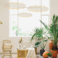 Lustre nuage créatif en fil de fer, abat-jour nuage, suspension en métal, lampe suspendue gypsophile