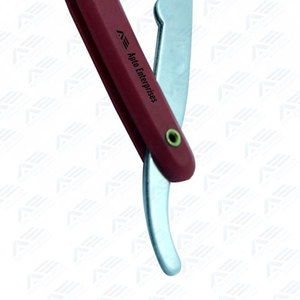 Navaja de Afeitar Profesional Plegable Apto Enterprises AE-8042 Roja con Hoja Recta, Mango Liso y Acero Inoxidable Duradero - Product Image 5