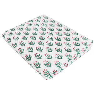 Vải Cotton Hữu Cơ May Họa Tiết Khối Tay Ấn Độ Cho Quần Áo Vải In Khối Tay Trơn