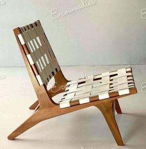 Handcrafted Modern Style Natural Wood Leisure <b>Chair</b> with Solid Wood Legs Woven for Living Room Study Room Balcony Courtyard Use - Product Image 5