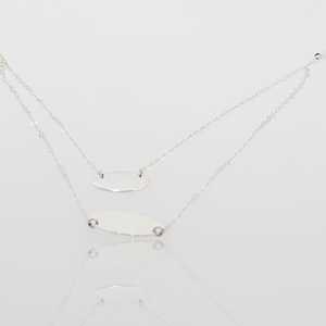 สร้อยคอเงินสเตอร์ลิงหรูหราพร้อมจี้รูปวงรีสองแผ่น - Product Image 1