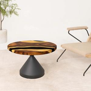 Table basse moderne en métal forgé, écologique, avec plateau en bois, pour l'ameublement de la maison - Product Image 2