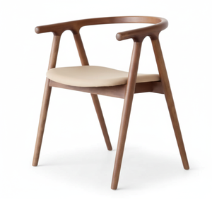Arco Mango Wood Chair with Minimalist Design Soft Upholstery Cushioning and Elegant Natural Finish - Product Image 1