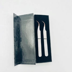 Custom Sustainable Beauty <b>Tool</b> Curved Stainless Steel Eyelash Tweezers <b>Smooth</b> White Powder Coated Rose Gold Point Custom Lash - Product Image 3