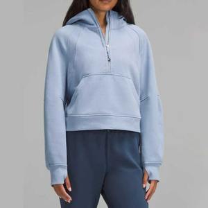 Sweats à capuche zippés à col roulé fabricant bonne qualité coupe demi-fermeture éclair sweats à capuche sweat à capuche de sport pour femme - Product Image 3