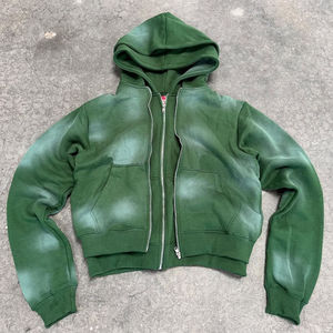 Sudadera con Capucha Personalizada de Algodón 100% Pesado con Cremallera Bidireccional y Diseño Desgastado por el Sol para Mujer y Hombre con Logotipo Frontal - Product Image 4