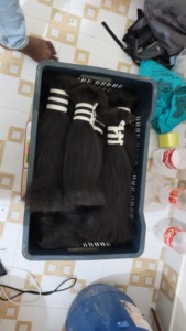 Tóc nối nguyên chất Ấn Độ REMY, tóc thẳng tự nhiên, không xử lý hóa chất, kiểu nối máy, lớp tóc kép, màu tự nhiên, có đủ mọi màu sắc - Product Image 4