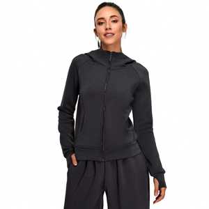 Ropa deportiva ligera para mujer al por mayor con bolsillos y cremallera atlética para yoga, correr, gimnasio, ropa informal, chaqueta con capucha y cremallera completa - Product Image 1