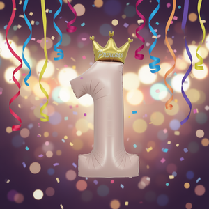 Globo Metálico con Número 1 y Corona Rosa, 57x124cm, Paquete de 12 Unidades para Fiestas de Cumpleaños Infantiles - Product Image 3