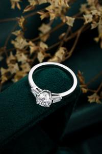 Vintage Classi Joyería Fina Platino CVD Diamante Estilo Clásico Anillo de Bodas - Product Image 4